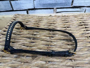 Mini to Arab In Hand Leather Show Halter/Bridle - Diamonte & Brass