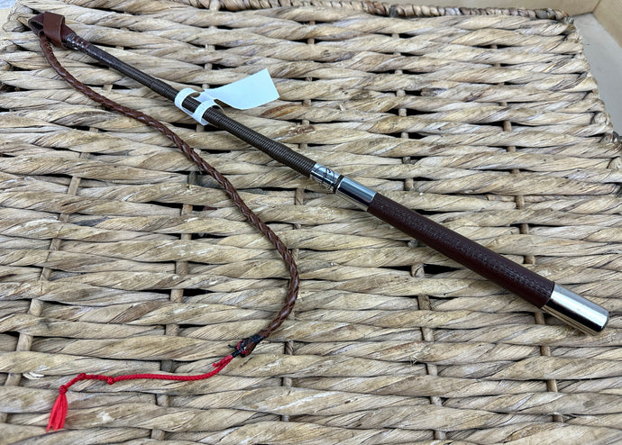In-Hand Welsh Cob Dealer Show Whip with Plaited Thong - Brown/Black