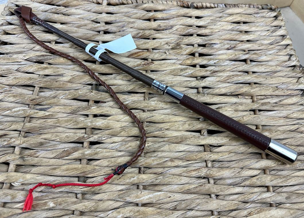 In-Hand Welsh Cob Dealer Show Whip with Plaited Thong - Brown/Black