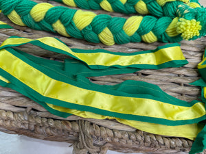 S/H Heavy Horse/Shire Ribbons, Flights & Decoration-Green/Yellow