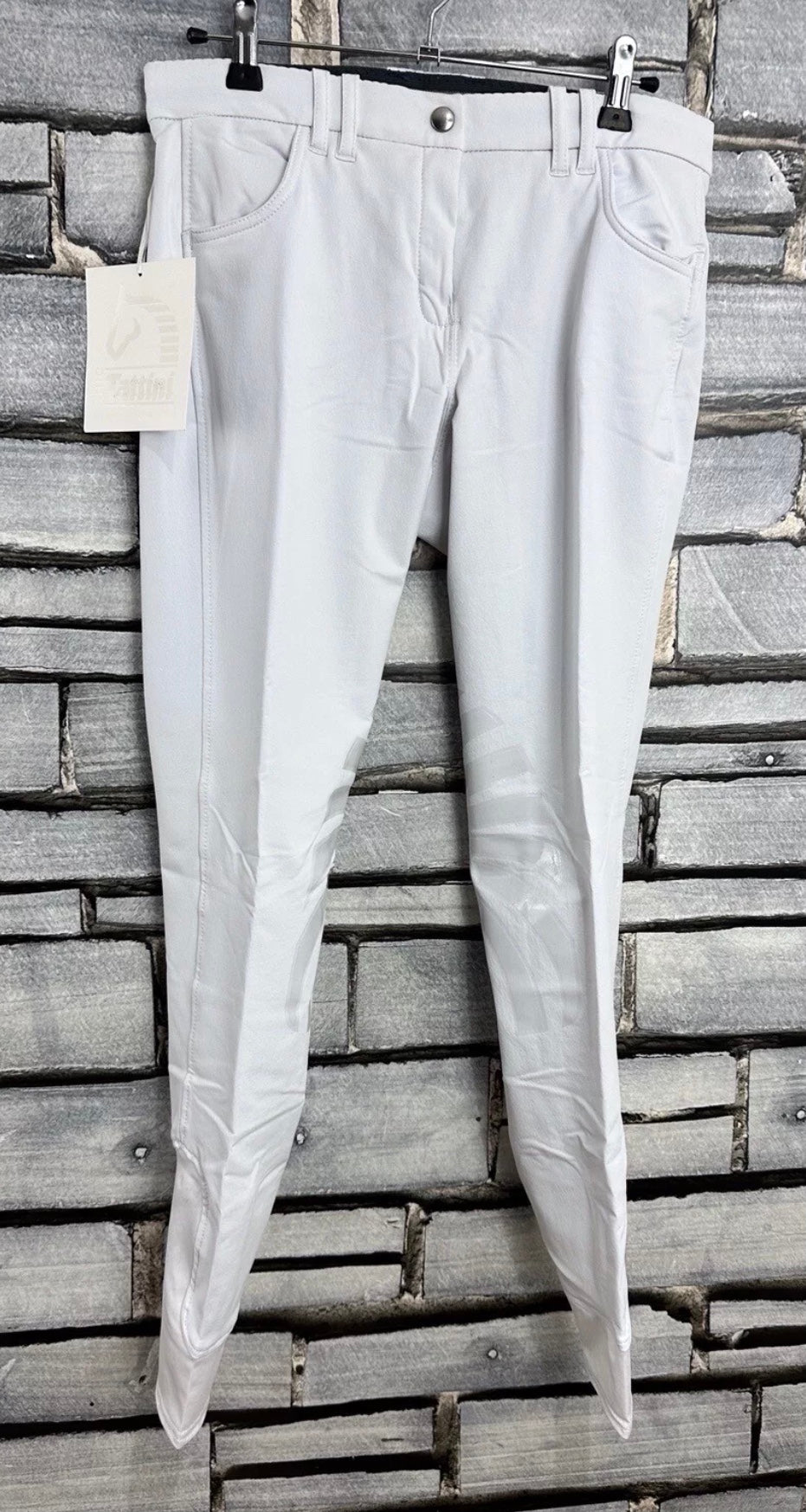 NEW Tattini Platinum Silicon Knee Competition Breeches -White- Size UK 26 Waist