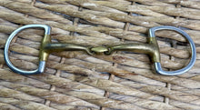 Load image into Gallery viewer, S/H 6” Curved Gold Mouth Lozenge Flat Ring Eggbutt Snaffle Bit