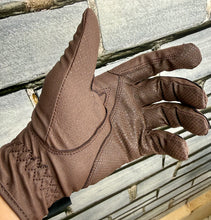 Load image into Gallery viewer, Plain Show Gloves - Technical Leather Look Fabric - Brown/Black - Showing/Working Hunter/Competition