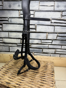 S/H Full Size Anatomic Padded Head & Nose Bridle - Black