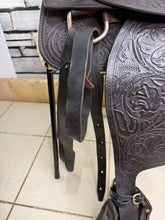 Load image into Gallery viewer, 15” Ornate Leather Western Saddle - Semi QH Bars - Brown