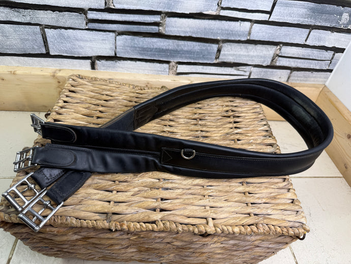 S/H 54”/140cm Prestige Leather Elasticated Girth - Black