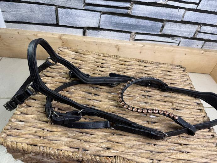 S/H Micklem Bridle & Crystal Brow - Standard Horse/Full - Black