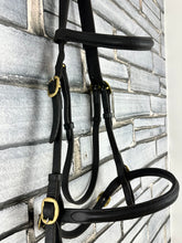 Load image into Gallery viewer, S/H English In-hand Showing Bridle - Black/Brass - Full