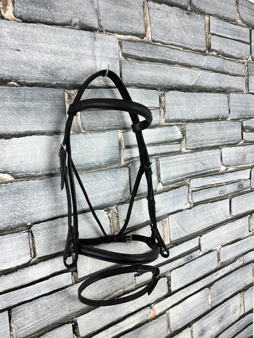 S/H English Flash Snaffle Bridle - Black - Cob