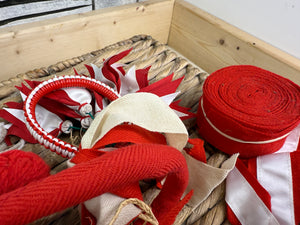 S/H Heavy Horse/Shire Ribbons, Flights & Decoration - Red/White