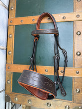 Load image into Gallery viewer, Stitched Padded Hunter Snaffle Bridle - Brown/Tan -Cob Size- Jerome - English Leather