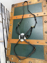 Load image into Gallery viewer, Dyon Mexican Grackle Noseband - Black/Brass - Cob Size - Sheepskin Pad