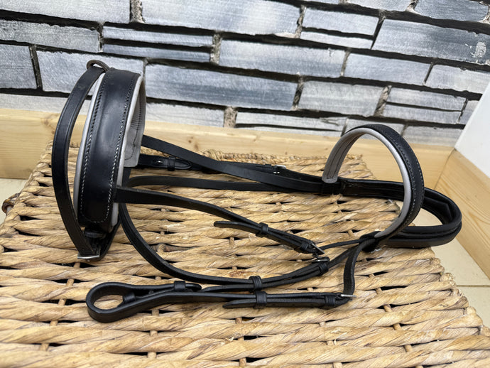 S/H Barnsby Padded Flash Snaffle Bridle - Black - Cob