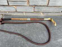 Load image into Gallery viewer, Gents Vintage Hunt Whip - Double Collars - Plaited Leather Thong