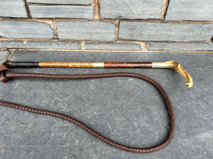 Gents Vintage Hunt Whip - Double Collars - Plaited Leather Thong