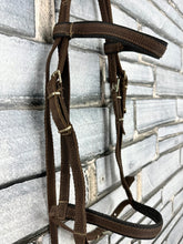 Load image into Gallery viewer, S/H Superior Web Cavesson Snaffle Bridle - Brown - Pony