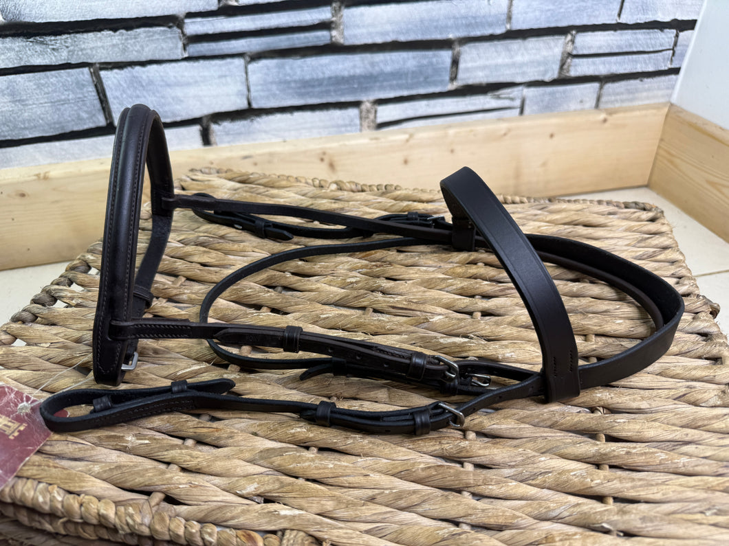S/H Snaffle Cavesson Bridle - Brown - Pony