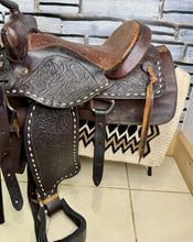 Load image into Gallery viewer, 15” Leather Western Set-Saddle, Headstall, Nathe Gag, Cinch