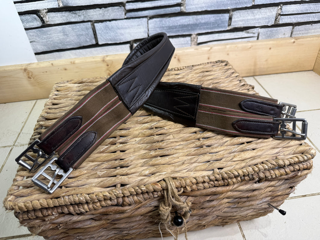 S/H 42” Padded Elasticated Atherstone Leather Girth-Brown