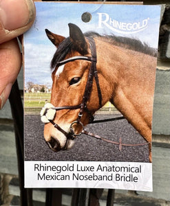 NEW Rhinegold Luxe Soft Padded Anatomic Grackle Bridle-Full-Brown