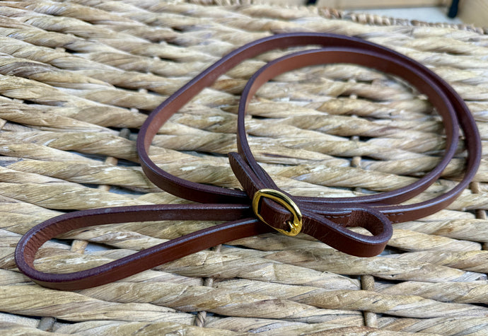 Leather In-Hand Show Lead - Chestnut Brown/Brass