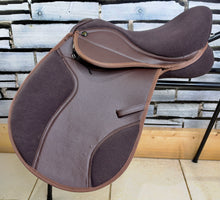 Load image into Gallery viewer, 14” Medium Changeable Gullet Small Pony GP Saddle -Brown Synthetic- Flocked