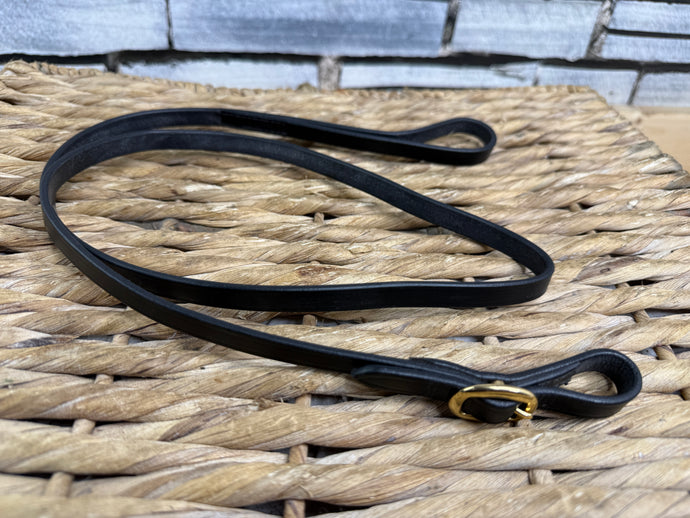 Leather In-Hand Show Lead - Black/Brass - 130cm