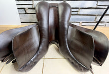 Load image into Gallery viewer, 17” Wide GFS English GP/Jump Saddle - Brown - Square Cantle