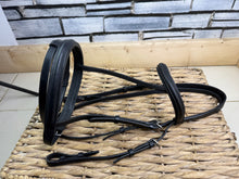 Load image into Gallery viewer, S/H English Flash Snaffle Bridle - Cob - Black