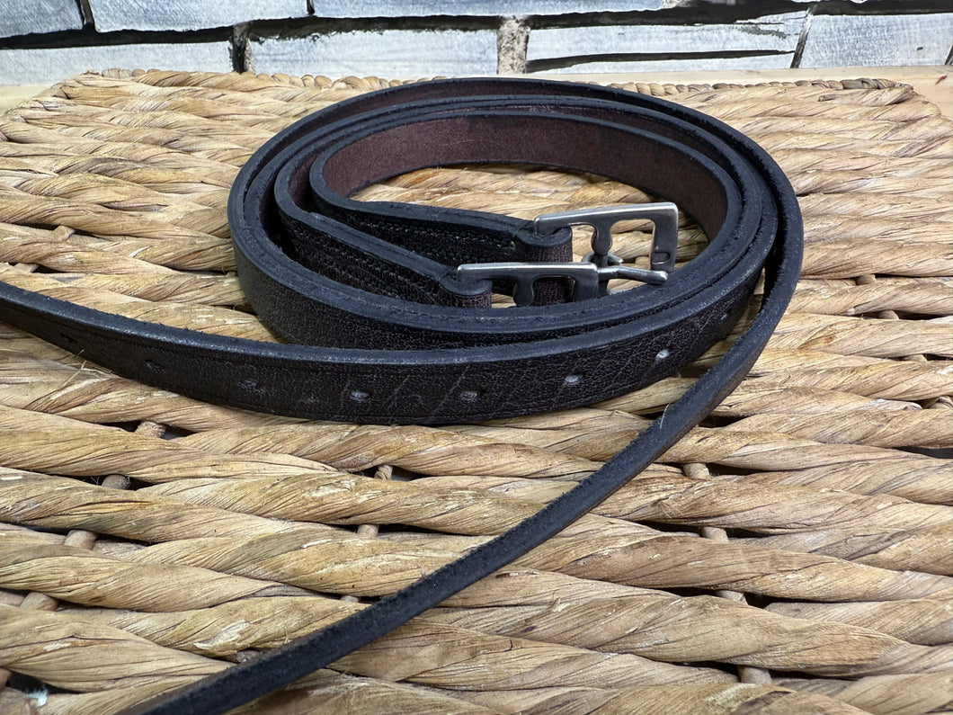 English Made Buffalo Leather Traditional Hunting Stirrup Leathers - Brown