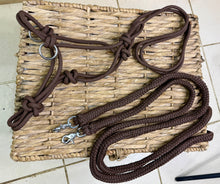 Load image into Gallery viewer, Soft Rope Halter/Bitless Sidepull Bridle with Reins - Small &amp; Large -