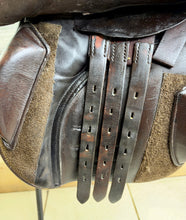 Load image into Gallery viewer, 17” Wide GFS English GP/Jump Saddle - Brown - Square Cantle