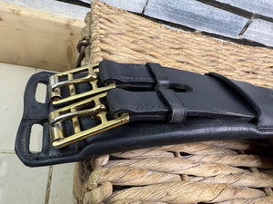 S/H 24” English Soft Padded Leather Dressage Girth-Black