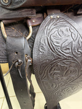 Load image into Gallery viewer, 15” Ornate Leather Western Saddle - Semi QH Bars - Brown