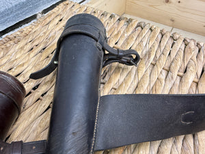 S/H English Vintage Hunting Saddle Flask Cases