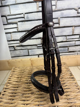 Load image into Gallery viewer, S/H Schockemohle Crystal Brow Double Bridle - Brown - Cob