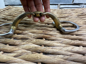 S/H 6” Curved Gold Mouth Lozenge Flat Ring Eggbutt Snaffle Bit