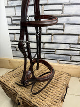Load image into Gallery viewer, S/H Anatomic Padded Removable Flash Bridle - Brown/Tan - Cob