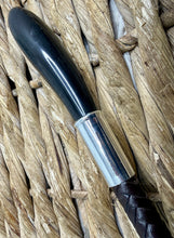 Load image into Gallery viewer, Buffalo Horn Topped Plaited Leather Show Cane - Brown/Black