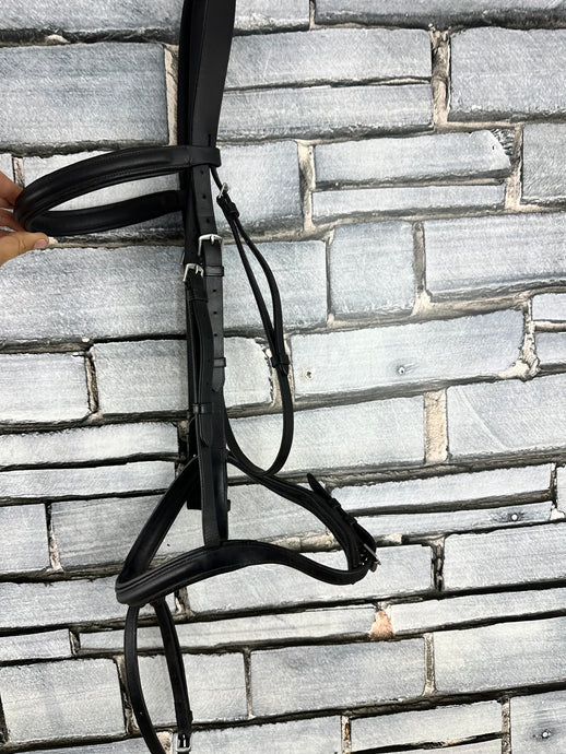 S/H Black English Padded Flash Bridle - Full