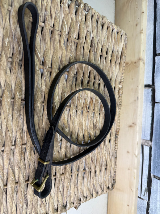 S/H 3/4” Leather In-hand Showing Lead - Black/Brass Buckle