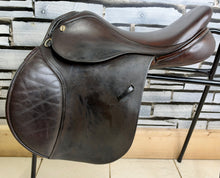 Load image into Gallery viewer, 17” Wide GFS English GP/Jump Saddle - Brown - Square Cantle
