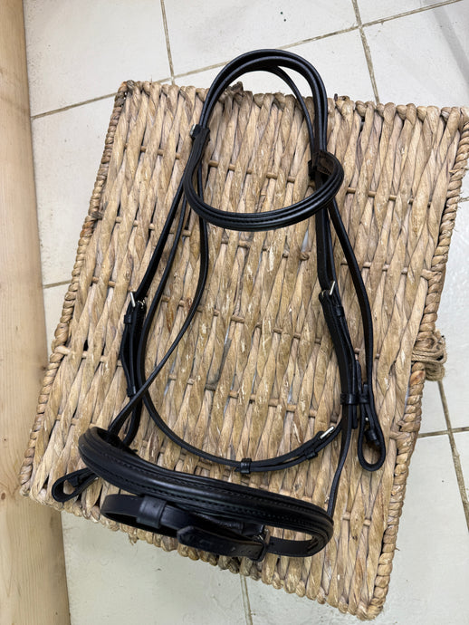 S/H Stubben Split Head Flash Competition Bridle - Black - Full