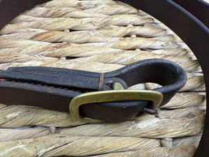 S/H 1” Leather In-hand Showing Lead - Brown/Brass Buckle
