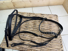 Load image into Gallery viewer, S/H Raised Flash Snaffle Bridle - Black -Wave Bling Brow- Full