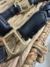 Load image into Gallery viewer, Plaited Leather Headcollar &amp; Lead Set -Pony to Full Size- Black/Brass
