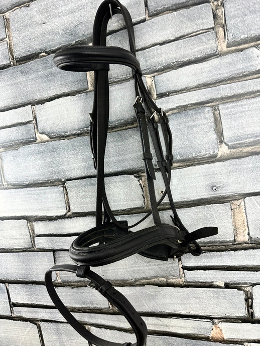 S/H Soft Padded Chunky Crank Flash Bridle - Black - Cob