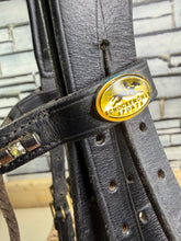 Load image into Gallery viewer, S/H Schockemohle Crystal Brow Double Bridle - Black/Brass - Cob