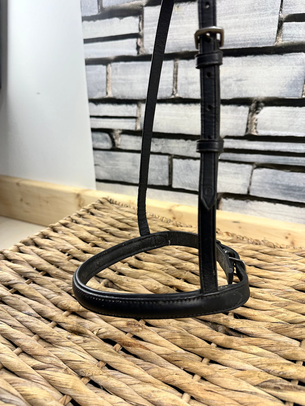 S/H Raised English Cavesson Noseband - Black - Pony