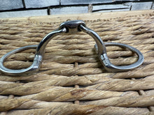 Load image into Gallery viewer, S/H 5 1/2” Curved Mouth Lozenge Flat Ring Eggbutt Snaffle Bit